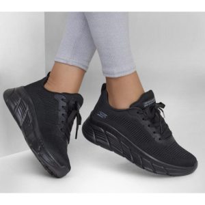 Skechers engineered knit fashion lace up γυναικεία παπούτσια 117385 bbk black - Image 4
